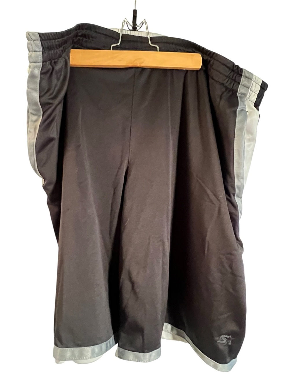Starter Mens Reversible Short Athletic Black Light Gray Drawstring Waist Pockets